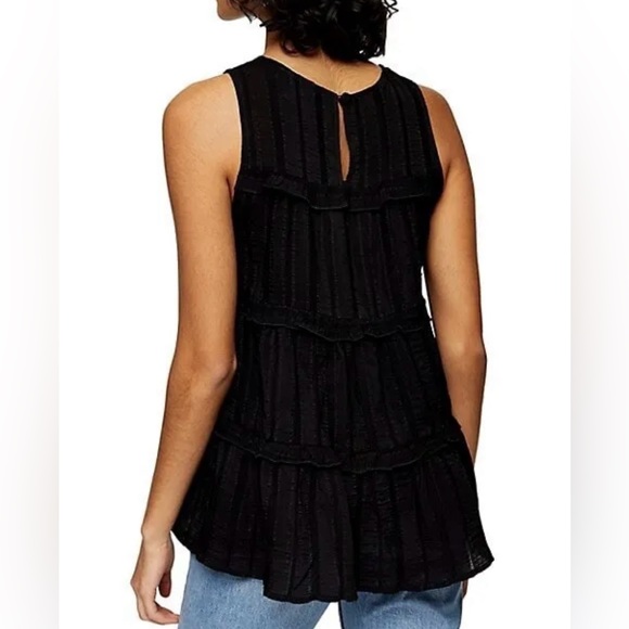 Topshop Baby Doll Smock Top Black- size 8 - Picture 2 of 6